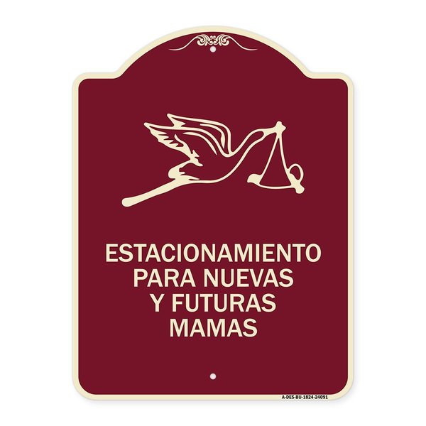 Signmission Estacionamento Para Nuevas Y Futuras Mamas Heavy-Gauge Aluminum Sign, 24" x 18", BU-1824-24091 A-DES-BU-1824-24091